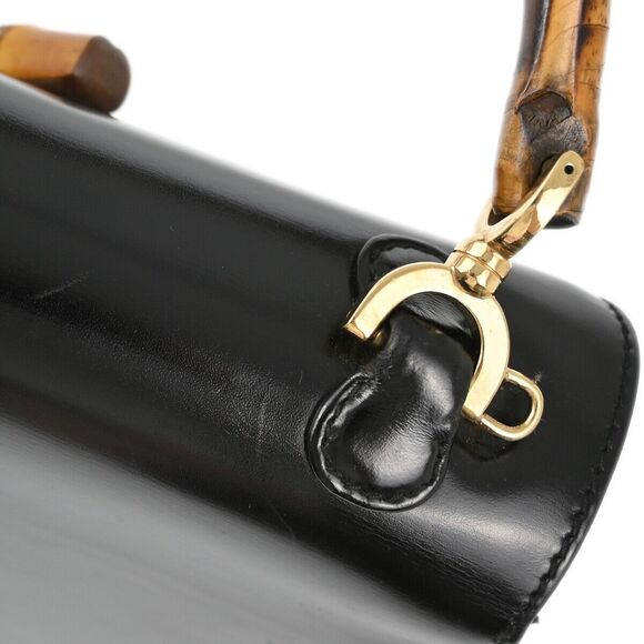 Gucci Black Bamboo 2Way Handbag #142560G13B - Picture 6 of 11